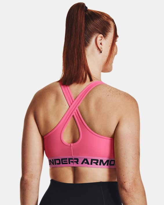 Bra deportivo Armour® Mid Crossback para mujer, Pink, pdpMainDesktop image number 6